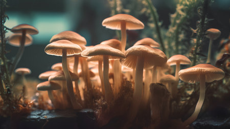 mushroom in the forest - retro vintage effect picture style picturesの素材