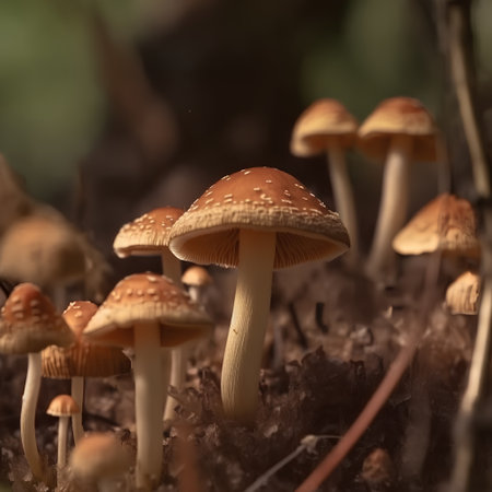 Mushrooms in the forest, close-up, macro photographyの素材