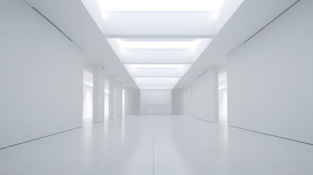 White empty room with white walls and floor, 3d render.の素材