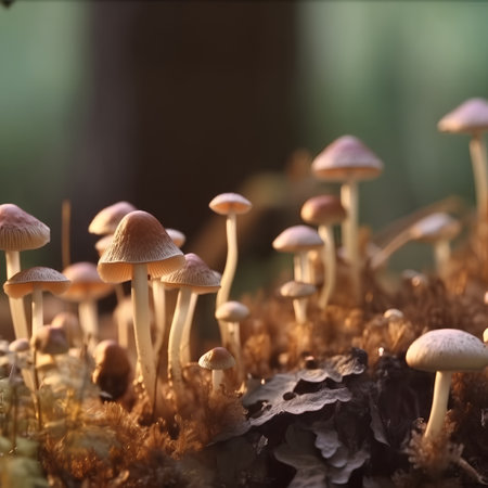 Mushrooms in the forest, close-up, selective focusの素材