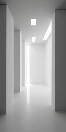 Abstract architecture background, empty interior with white walls. 3d renderの素材