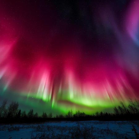 Northern lights in the night sky, Aurora borealis, northern lightsの素材
