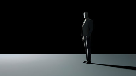 3d render of a mannequin standing in a dark roomの素材