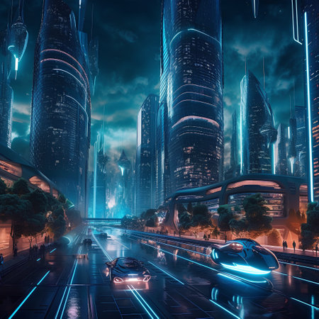 the light trails on the modern building background in shanghai china.の素材