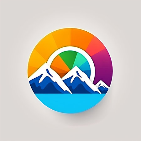 Mountain icon. Vector illustration. Colorful icon with mountains.の素材