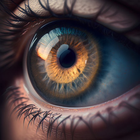 Close up of human eye. Macro shot. 3D rendering.の素材