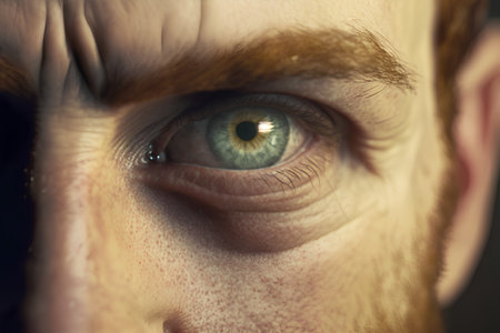 Close up of a man's eye looking at the camera. Shallow depth of fieldの素材