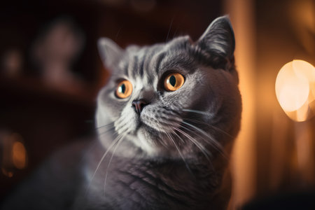 Portrait of a beautiful blue british shorthair cat.の素材