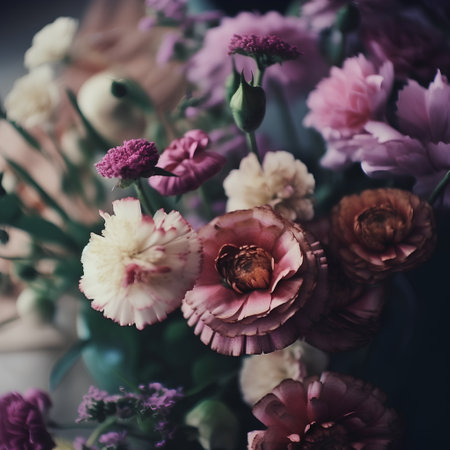 Flower bouquet in vintage style, selective focus, tonedの素材