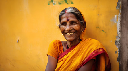 Portrait of a smiling Indian womanの素材