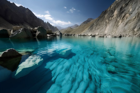 Beautiful turquoise lake in Himalayas, Ladakh, Indiaの素材