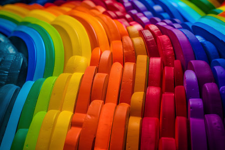 Colorful plasticine background, closeup of rainbow colored plasticineの素材