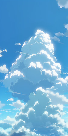 Clouds in the blue sky background. 3d render illustration.の素材