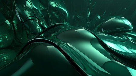 abstract green background with some smooth lines in it (3d render)の素材