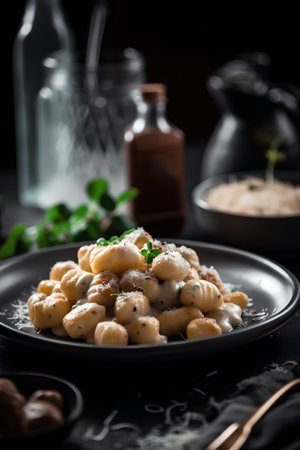 Gnocchi with ricotta cheese and oregano, selective focusの素材