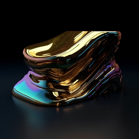 3d render, abstract background, glossy gold and blue, isolatedの素材