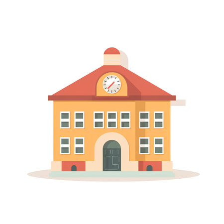 School building icon. Flat illustration of school building vector icon for web designの素材