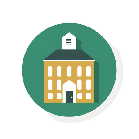 School building icon in flat style. School vector illustration on white isolated background.の素材