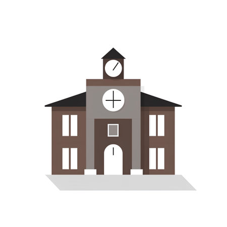 School building on a white background. Vector illustration in flat style.の素材