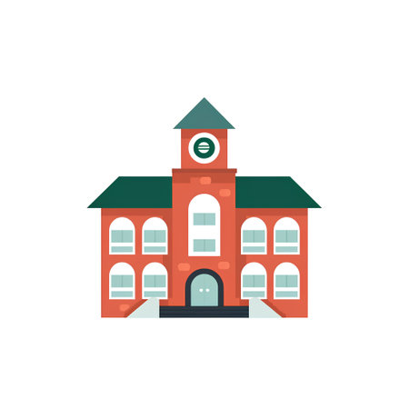 School building icon. Flat illustration of school building icon for web designの素材