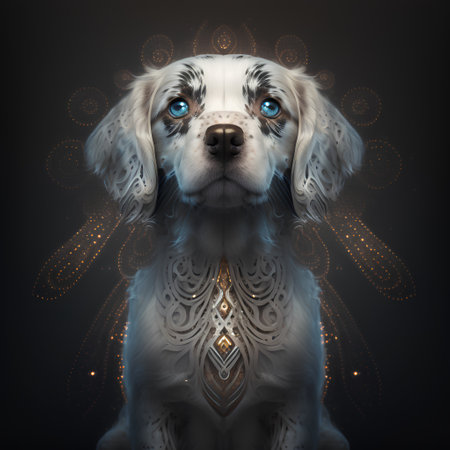 Digital Illustration of a Puppy with a Jewelry Necklaceの素材