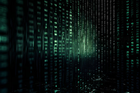 Binary code background, computer generated abstract background, 3d renderの素材