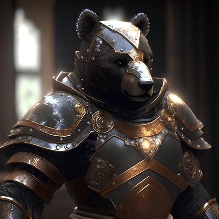 3D render of a medieval knight in armor on a dark backgroundの素材