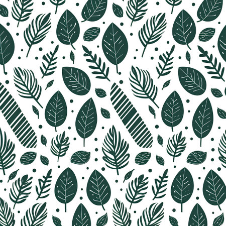 Seamless pattern with leaves. Vector illustration in doodle style.の素材