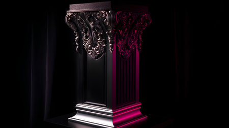 3d rendering of a classic greek column on a black backgroundの素材