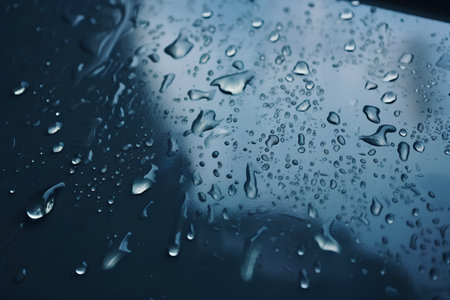 Rain drops on the car windshield, close-up. Shallow DOFの素材