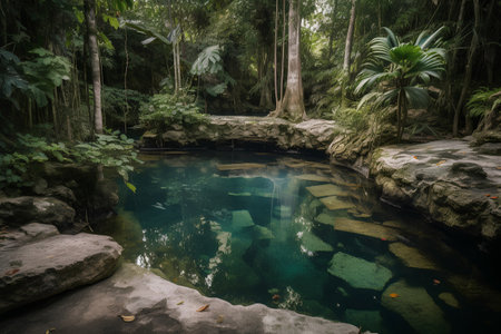 Cascade in the jungle. Beautiful natural landscape of a tropical forest.の素材