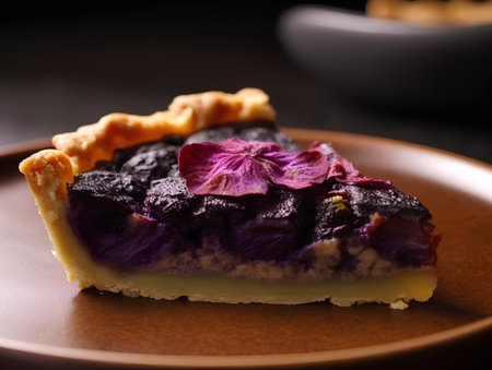 Delicious blueberry tart on a plate. Selective focus.の素材