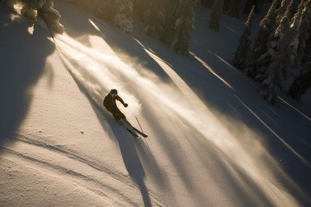 Skiing in the Carpathian mountains. Ukraine, Europeの素材