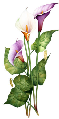 Beautiful vector image with nice watercolor calla lily flowersの素材