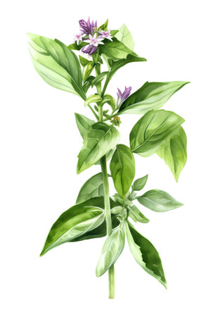 Basil. Isolated on white background. Watercolor illustration.の素材