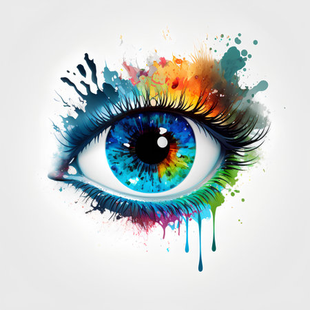 Colorful eye with paint splashes. Vector illustration for your designの素材