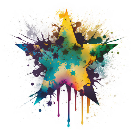 Watercolor star with paint splashes. Vector illustration for your designの素材