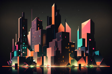 Abstract city background. Futuristic city with skyscrapers. Vector illustration.の素材