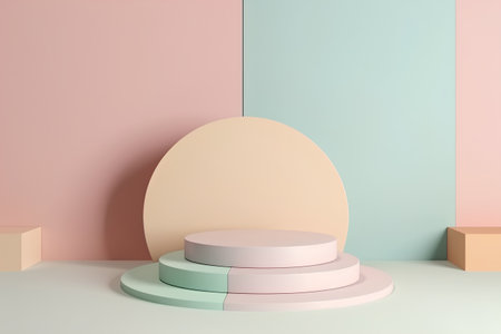 3d render, abstract background, pastel colors, minimal scene, podiumの素材