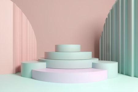 3d render of podium with pastel colors for product display.の素材