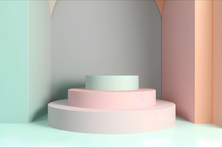 3d render, abstract minimal geometric background, pastel color podiumsの素材