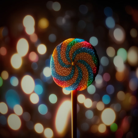 Colorful lollipop on a dark background with bokehの素材