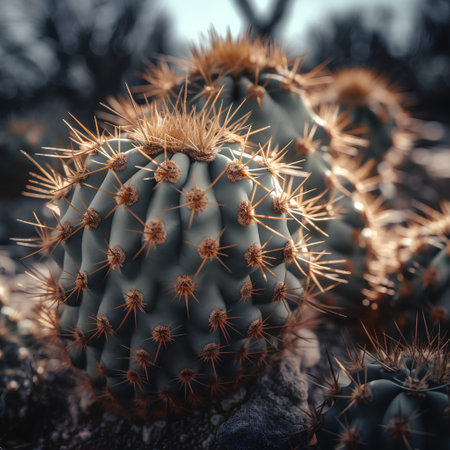 Cacti in the desert. Selective focus. Toned.の素材