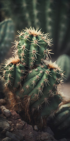 Cactuses in the botanical garden. Vintage style toned pictureの素材