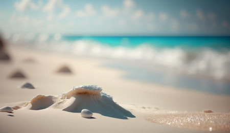 Beautiful beach with white sand, turquoise water and blue skyの素材