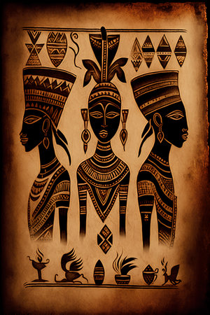 Egyptian hieroglyphs on grunge background. Vector illustrationの素材
