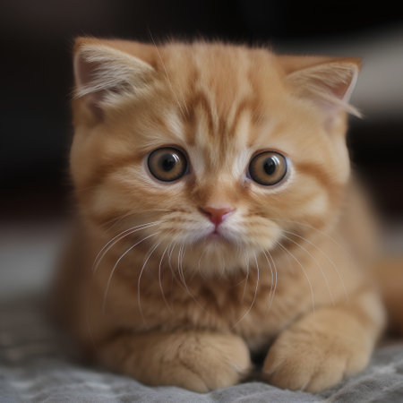 ginger kitten close-up on a light background. selective focusの素材