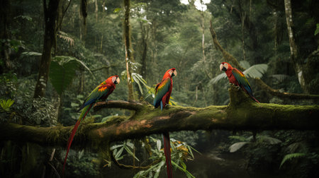 Parrots in the rainforest of Costa Rica, Central America.の素材