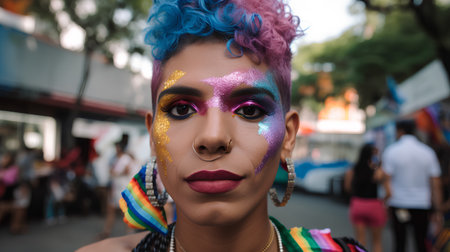 People take part in the gay pride parade in Milan.の素材