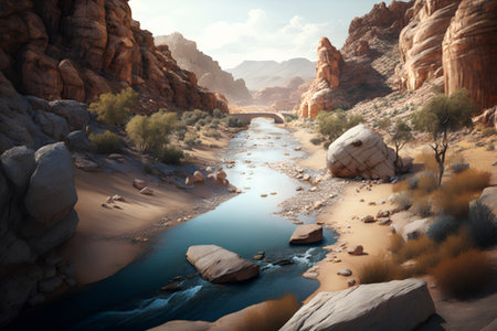 Wadi Rum river in Valley of Fire State Park, Nevada, USAの素材